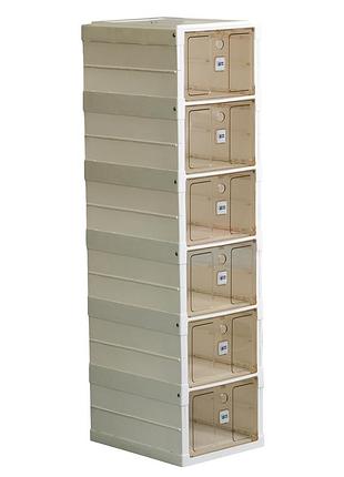 Шафа для взуття портативна пластикова 33 х 26 х 100 см на 6 полиць біла