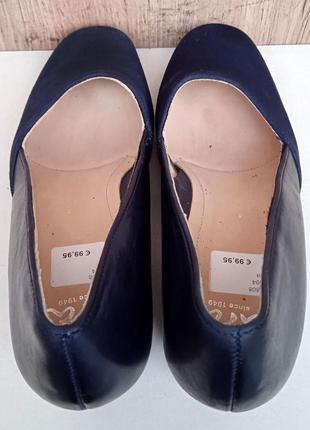 Немецкие натуральные туфли, женские лоферы синие, кожа и замша, весна и лето, р. 373 фото