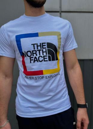 Футболка the north face white квадратне лого біла