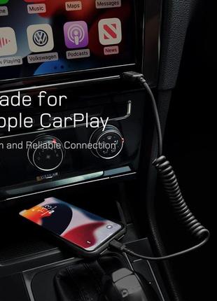 Спиральный кабель, сертифицированный apple mfi и совместимый с carplay