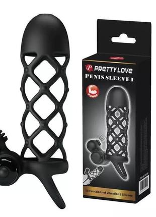 Чорна насадка на член із вібрацією