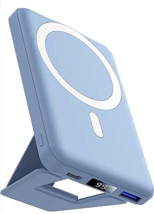 Магнитный power bank aoyerbe 10 000 мач magsafe, беспроводная зарядка 15 вт, usb-c / usb-a pd 22,5 вт, с подставкой и дисплеем