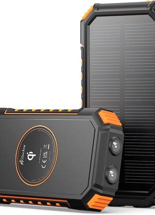 Солнечное зарядное устройство 20000 мач power bank,цвет оранжевый
