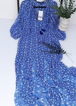 Длинное платье с принтом от zara, размер м
