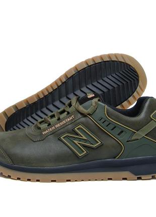 Мужские кожаные кроссовки nb clasic green