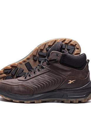Мужские зимние кожаные ботинки reebok classic brown