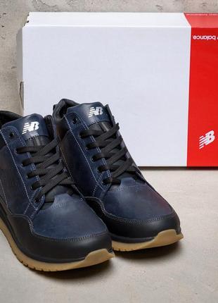 Мужские  зимние кожаные кроссовки  new balance clasic blue6 фото