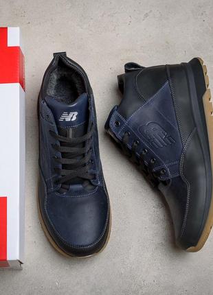 Мужские  зимние кожаные кроссовки  new balance clasic blue7 фото