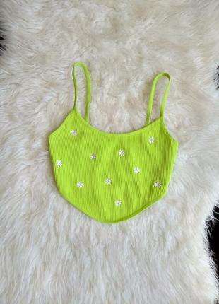 Неоновый топ в рубчик primark