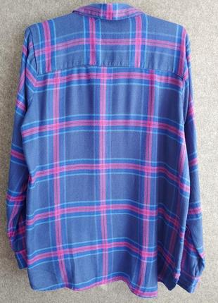 Мягкая натуральная рубашка в клетку насыщенного синего цвета 50-52 размера4 фото