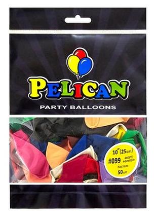 Шарики латексные 10" (25см) пастель ассорти цветов pelican 50шт 810099 knz
