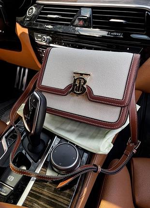 Женская бежевая сумка burberry коричневая сумка кожаная сумка