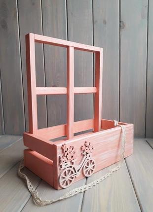 Деревянный декоративный интерьерный ящик для подарка для цветов для хранения3 фото