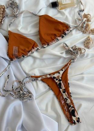 Купальник шторки леопард треугольники и стринги жатка