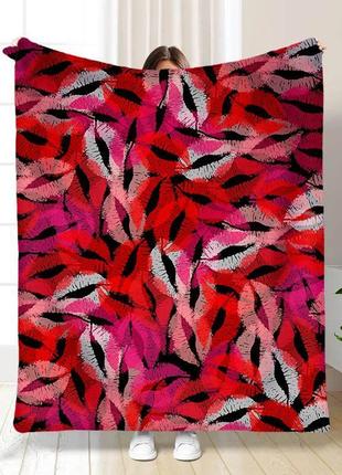 Плед 3d день влюбленных губки качественное покрывало с 3d рисунком размер 135х160