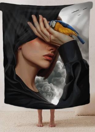 Плед патриотический птичка защитница качественное с 3d рисунком размер 80×100