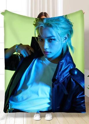 Плед stray kids felix 2 стрей кідс група бенд якісне покривало з 3d малюнком розмір 135х160