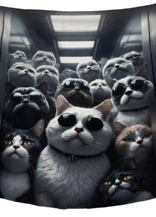 Плед кошачья мафия качественное покрывало с 3d рисунком размер 80х100