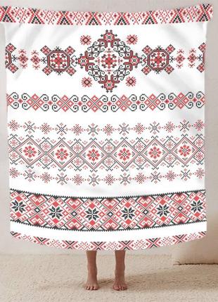Плед патриотический орнаментальний колорит качественное покрывало с 3d рисунком размер 80×100