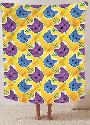 Плед хитовые котики качественное покрывало с 3d рисунком размер 160х200