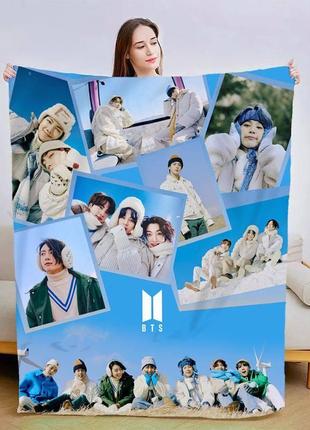 Плед зимний bts качественное покрывало с 3d рисунком размер 135х160
