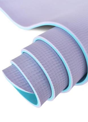 Коврик для фитнеса и йоги tpe+tc 6мм gemini pro ge-6lblv топ