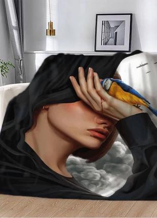 Плед патриотический птичка защитница качественное с 3d рисунком размер 160×200