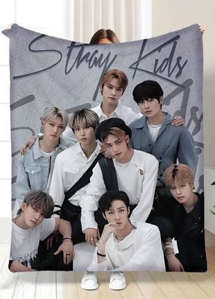 Плед stray kids 4 стрей кідс група бенд якісне покривало з 3d малюнком розмір 135х160