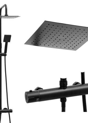 Душовий гарнітур yoka flova 25 black чорний з термостатом