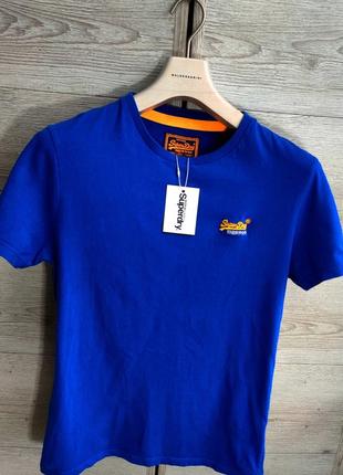 Чоловіча бавовняна модна вінтажна футболка superdry в синьому кольорі розмір xl