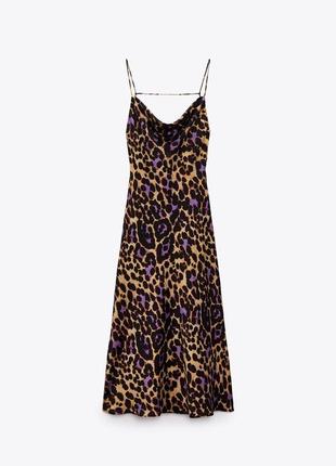 Сатиновое платье zara миди в бельевом стиле s