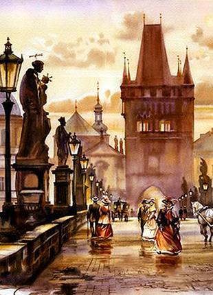 Алмазна мозаїка вишивка вогні великого міста нічне місто сергій брандт на підрамнику повна 5d 30х40 189663