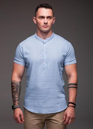 Чоловіча сорочка з льону , короткий рукав