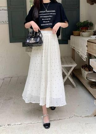 Стильная плиссированная юбка, с трендовым принтом в горошек😍♥️запрашивайте наличие перед заказом!❤️