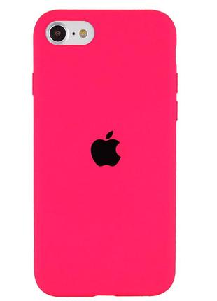 Силіконовий чохол з яблуком на iphone 7 / 8 / se 2 (яскраво-рожевий)