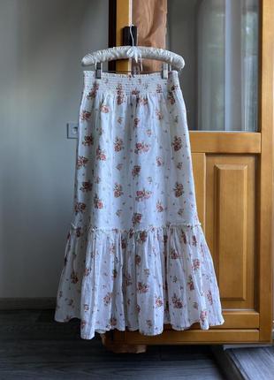 Романтична міді спідниця з рюшами /  квітковий принт dorothy perkins
