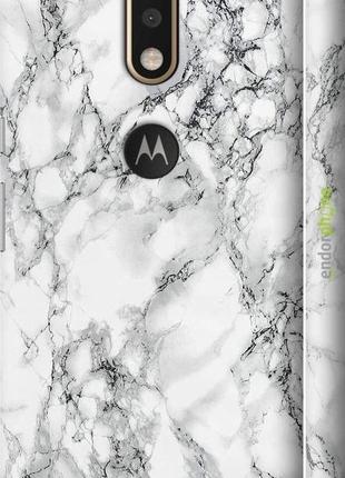 Чехол на motorola moto g4 plus мрамор белый "4480m-953-8094", надежная защита для мобильных телефонов