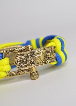 Браслет із застібкою козак, герб, сокири та архангел із латуні плетіння змійка + брелок у подарунок2 фото