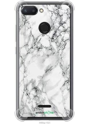 Чехол на xiaomi redmi 6 мрамор белый "4480sp-1521-8094", надежная защита для мобильных телефонов