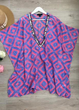 Шикарная яркая накидка на купальник, пляж