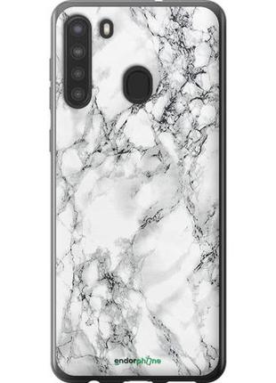 Чехол на samsung galaxy a21 мрамор белый "4480u-1841-8094", надежная защита для мобильных телефонов