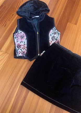 Костюм жіночий спідниця топ корсет вечірній бархатний новий брендовий5 фото