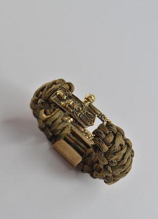 Браслет с козаком, архангелом, гербом, разведкой, шлемом ужаса, грузией из бронзы и латуни...