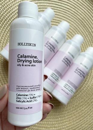 Подсушивающий лосьон для жирной, проблемной и схольной к акне кожи hollyskin calamine drying lotion