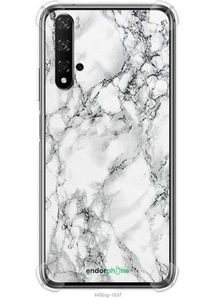 Чехол на huawei honor 20 мрамор белый "4480sp-1697-8094", надежная защита для мобильных телефонов