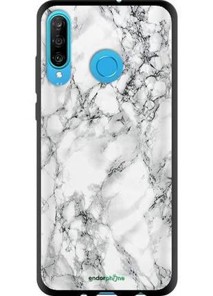 Чехол на huawei p30 lite мрамор белый "4480b-1651-8094", надежная защита для мобильных телефонов