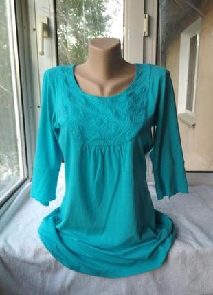 Вискозная трикотажная блуза блузка туника большого размера