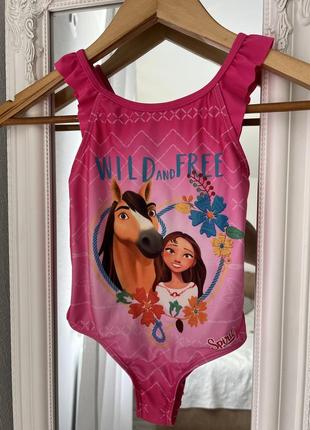 Купальник для дівчики спіріт рожевий купальник суцільний купальник з коником купальник для дівчинки 3-4р