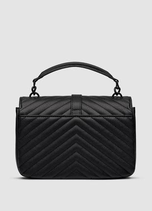 Женская сумка в стиле saint laurent college medium in quilted leather black/black premium.5 фото