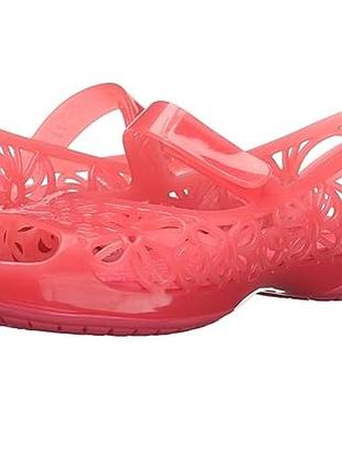 Crocs крокс детские босоножки сандалии туфли kids isabella jelly flat ps coral